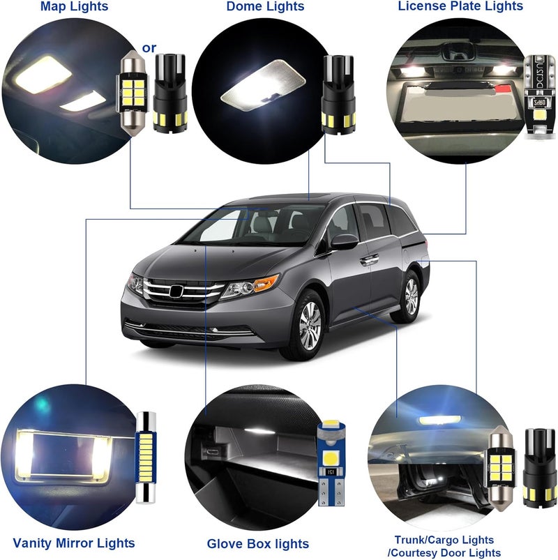 EASY EAGLE LED Interior Car Lights for Honda-Odyssey-2011-2017: 18 Piece Kit White LED Light Bulbs - Super Bright 6000K + Install Tool - Image 3